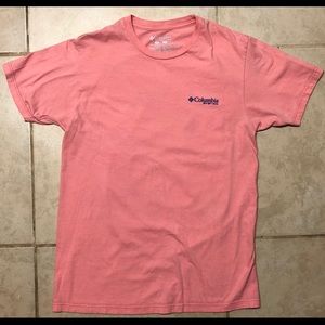 Peach Columbia shirt with fish print